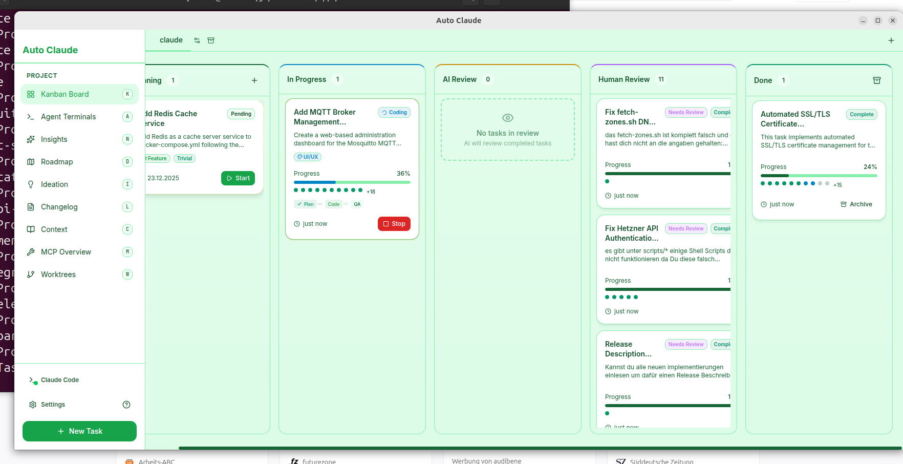 Typisches Kanban Board