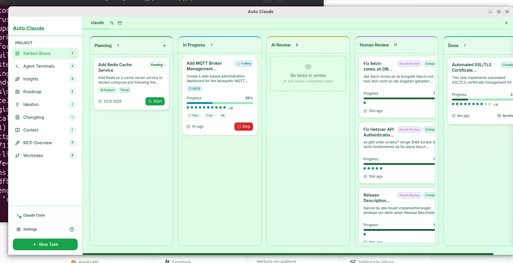 Auto Claude Running Tasks